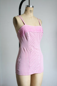 vintage 1950s pink gingham swimsuit {s-m}