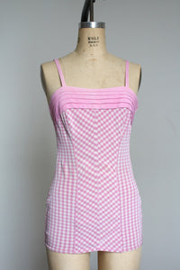 vintage 1950s pink gingham swimsuit {s-m}