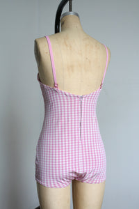 vintage 1950s pink gingham swimsuit {s-m}