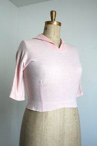 vintage 1950s pink knit shirt {L-XL}