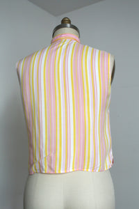 vintage 1950s pink striped top {m}