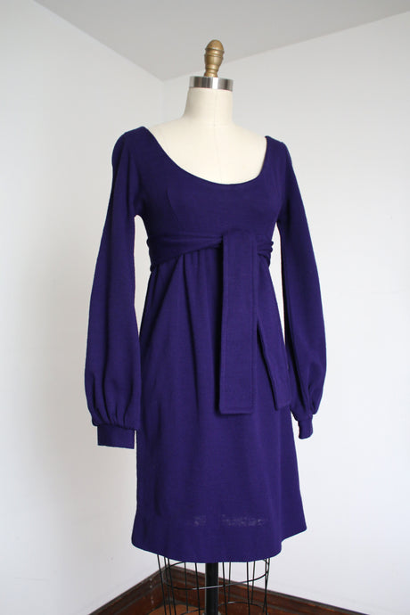 vintage 1960s Alvin Duskin purple mini dress {xs}