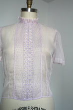 Load image into Gallery viewer, vintage 1950s purple sheer blouse {m/l}