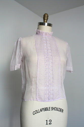 vintage 1950s purple sheer blouse {m/l}