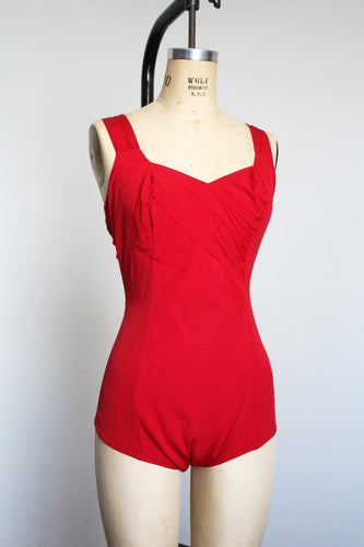 vintage 1950s red swimsuit {L}