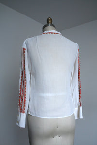 vintage 1950s embroidered blouse {xs}
