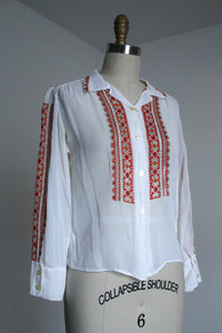 vintage 1950s embroidered blouse {xs}