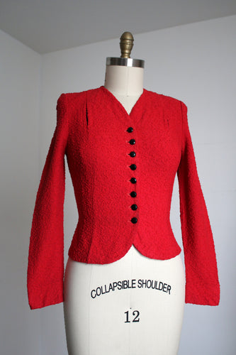 vintage 1930s red wool jacket {xs/s}