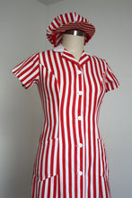 Load image into Gallery viewer, vintage 1960s red striped uniform dress {m}