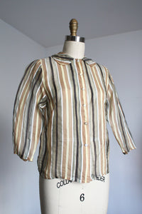 vintage 1950s sheer striped top {s}