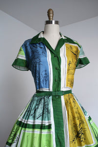 vintage 1950s silk novelty dress {s/m}