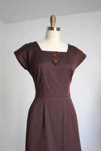 vintage 1950s brown cotton dress {xs}