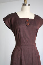 Load image into Gallery viewer, vintage 1950s brown cotton dress {xs}