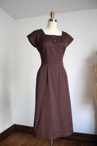 vintage 1950s brown cotton dress {xs}