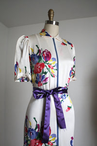 vintage 1930s floral front zip dress {xs}
