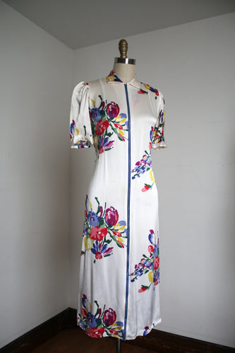 vintage 1930s floral front zip dress {xs}