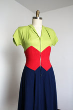 Load image into Gallery viewer, vintage 1940s tri-tone dress {s}