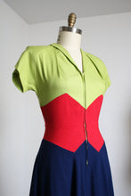 Load image into Gallery viewer, vintage 1940s tri-tone dress {xs}
