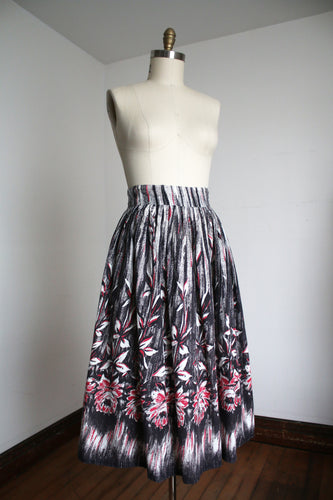 vintage 1950s upside down roses skirt {m}