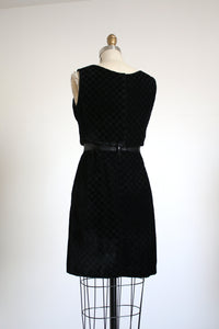 MARKED DOWN vintage 1960s black velvet dress {xs}