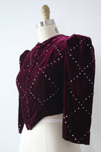 Load image into Gallery viewer, vintage 1930s velvet rhinestone jacket