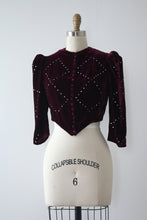 Load image into Gallery viewer, vintage 1930s velvet rhinestone jacket