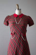 Load image into Gallery viewer, vintage 1940s red plaid dress