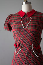 Load image into Gallery viewer, vintage 1940s red plaid dress