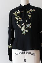 Load image into Gallery viewer, vintage 1930s black embroidered blouse