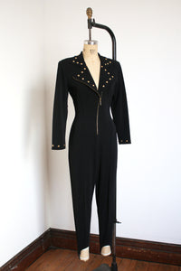 MARKED DOWN vintage 1990s black studded jumpsuit {M-L}