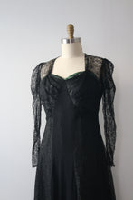 Load image into Gallery viewer, MARKED DOWN vintage 1930s antique lace black dress