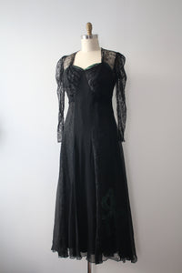 MARKED DOWN vintage 1930s antique lace black dress