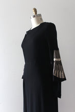 Load image into Gallery viewer, vintage 1930s art deco black dress