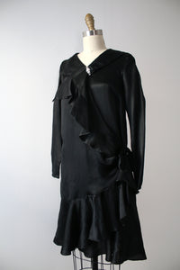 MARKED DOWN vintage 1920s black satin dress