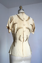 Load image into Gallery viewer, vintage 1940s beaded leaves blouse {xs}