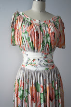 Load image into Gallery viewer, vintage 1940s rayon floral gown