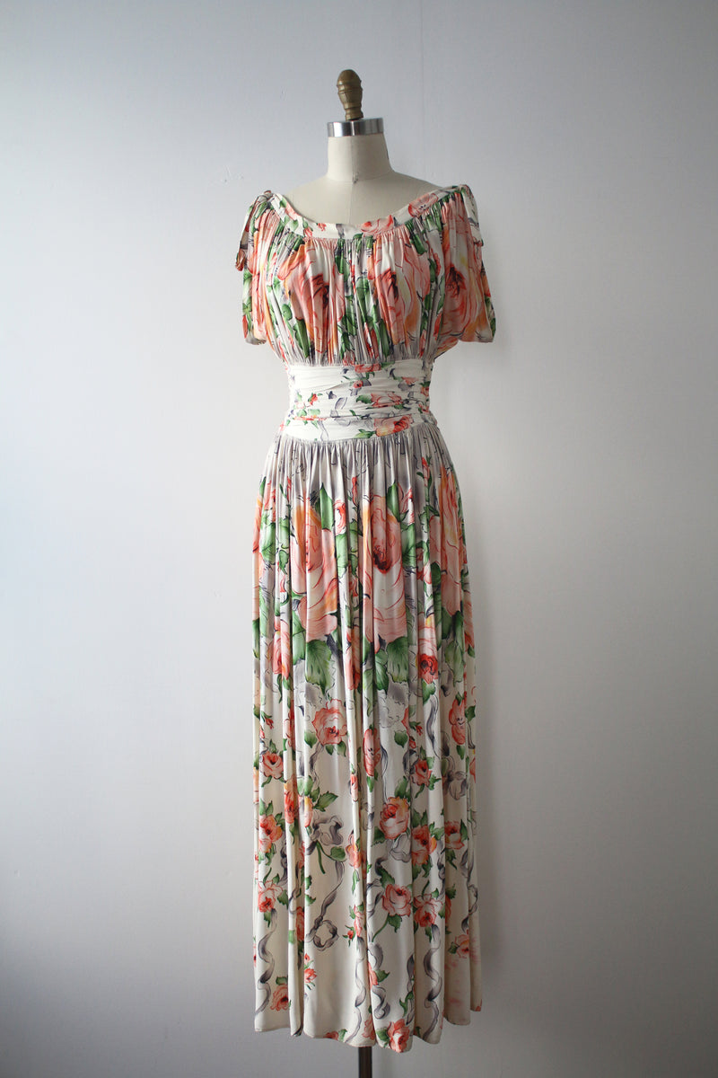 vintage 1940s rayon floral gown – Trunk of Dresses