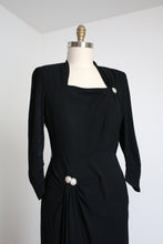 Load image into Gallery viewer, vintage 1940s black rayon dress {m}