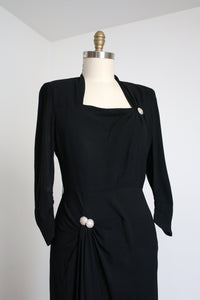 vintage 1940s black rayon dress {m}