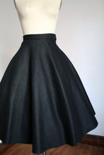 Load image into Gallery viewer, vintage 1950s black felt skirt {xs}