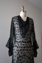 Load image into Gallery viewer, vintage 1930s black lace dress