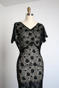 vintage 1930s black lace dress {s}