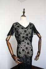 Load image into Gallery viewer, vintage 1930s black lace dress {s}