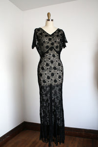 vintage 1930s black lace dress {s}
