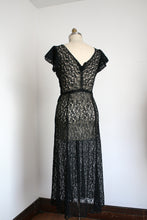 Load image into Gallery viewer, vintage 1930s black leaf lace dress {L}