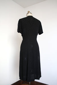 vintage 1940s black studded dress {L}