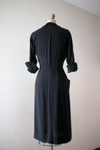 Load image into Gallery viewer, vintage 1940s Ceil Chapman black silk dress