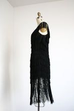Load image into Gallery viewer, vintage 1970s black tassel flapper dress {xs}