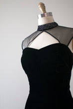 Load image into Gallery viewer, vintage 1950s black velvet Vixen dress