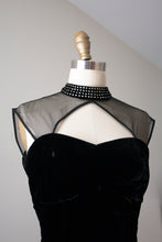 Load image into Gallery viewer, vintage 1950s black velvet Vixen dress